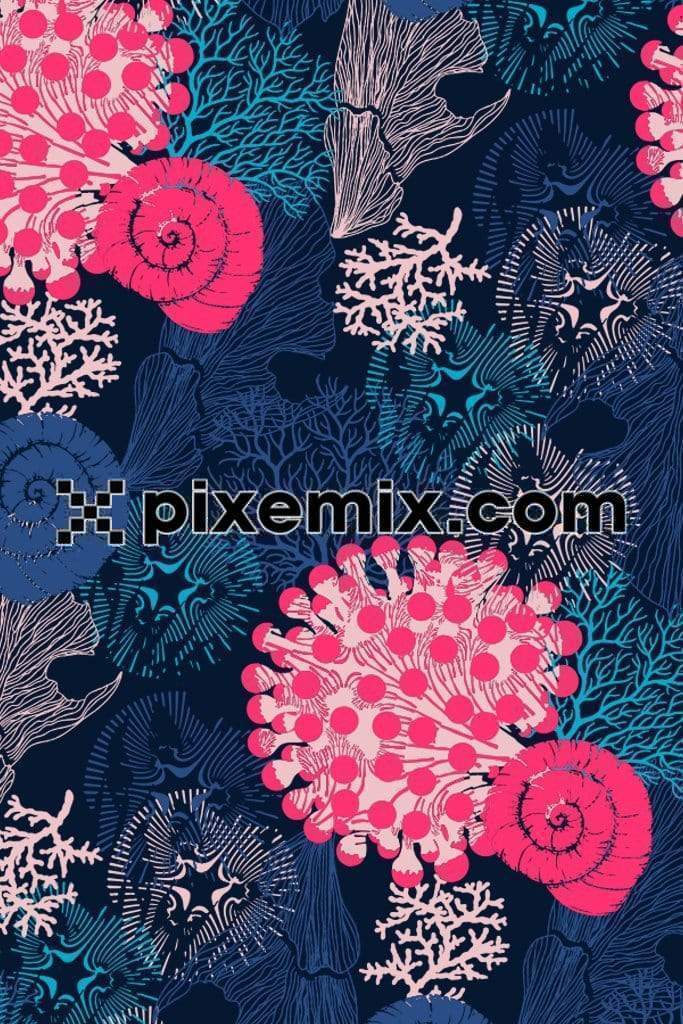 Under water coral reef inspride product graphic with seamless repeat pattern