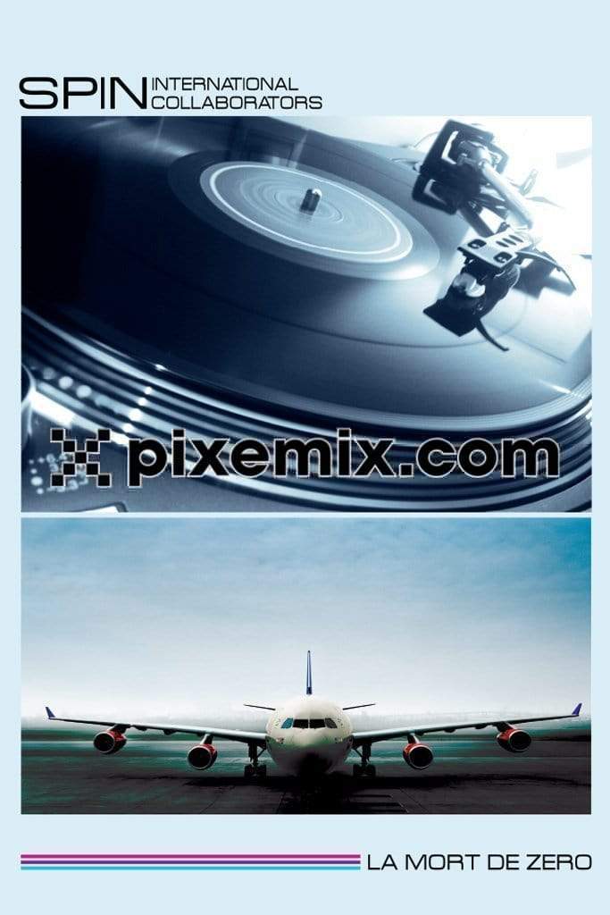 Vinyl record & aeroplane product graphic with seamless repeat pattern