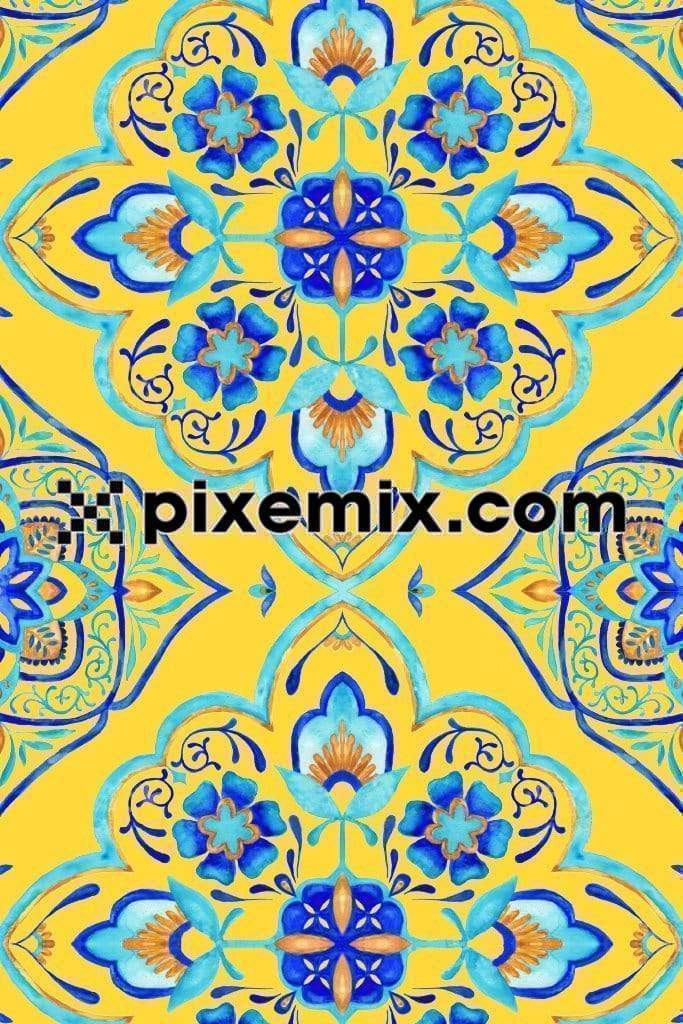 Portuguese azulejo tiles product graphic with seamless repeat pattern