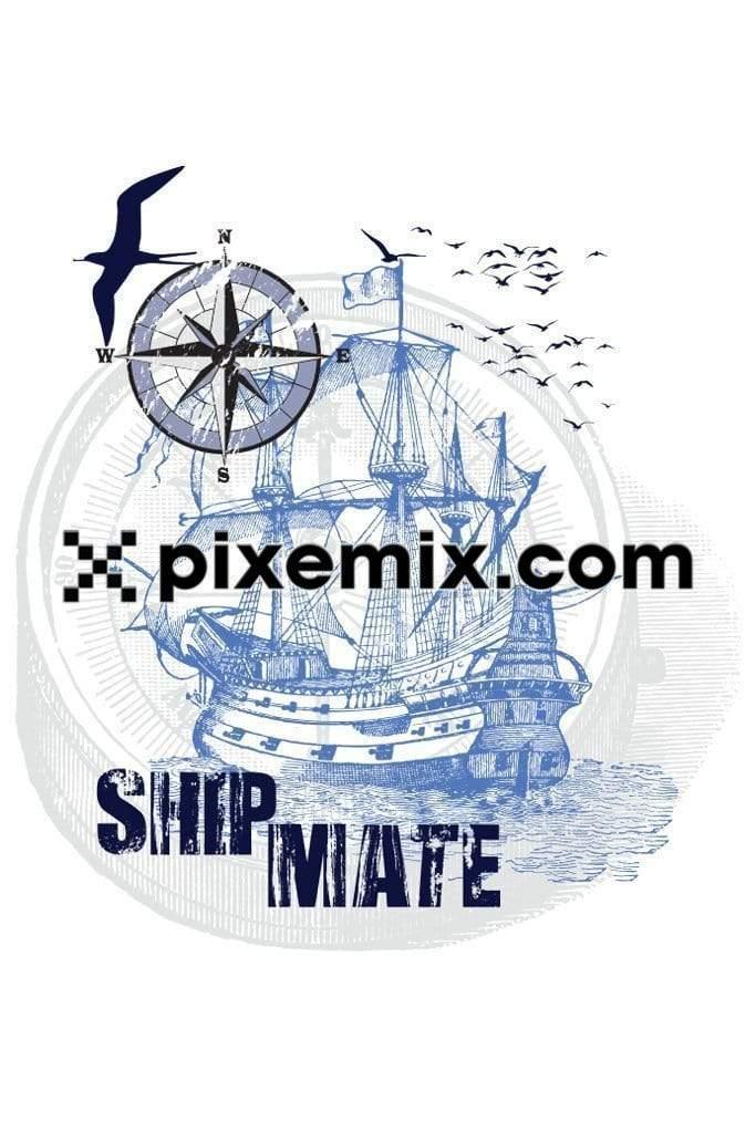 Nautical vintage ship vector product graphic
