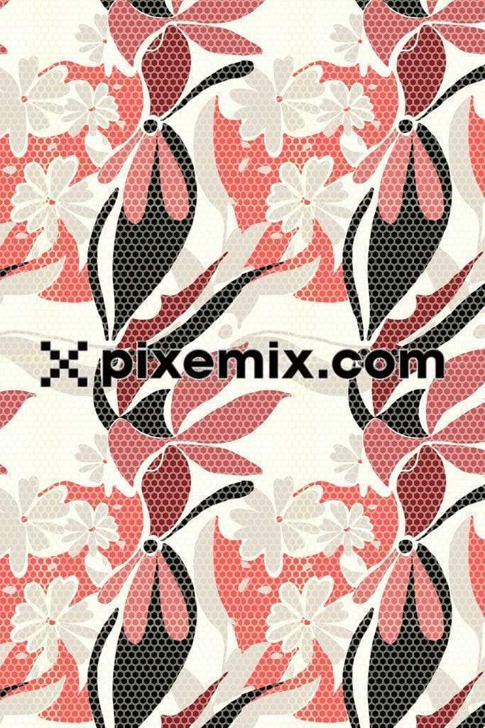 Abstract floral mesh product graphic with seamless repeat pattern