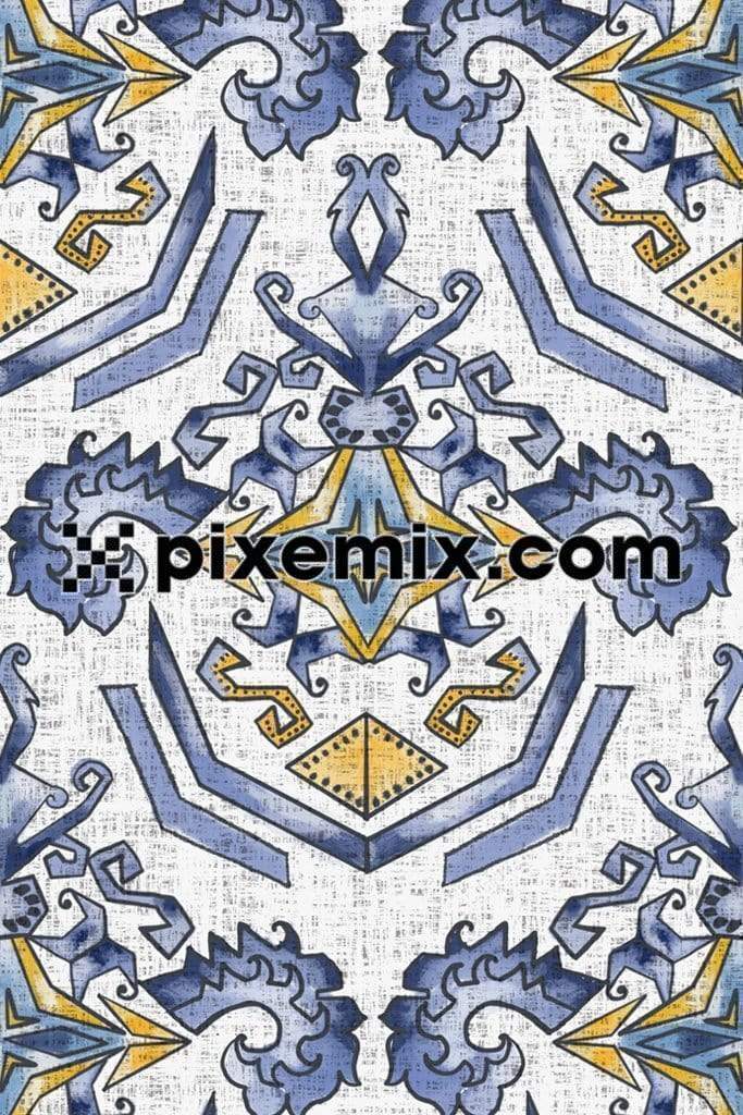 Damask inspired distress art product graphic with seamless repeat pattern