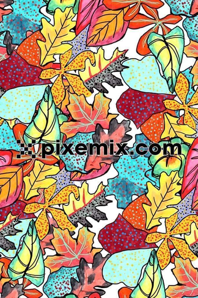 Colorful camouflage autumn fall leaves product graphic with seamless repeat pattern