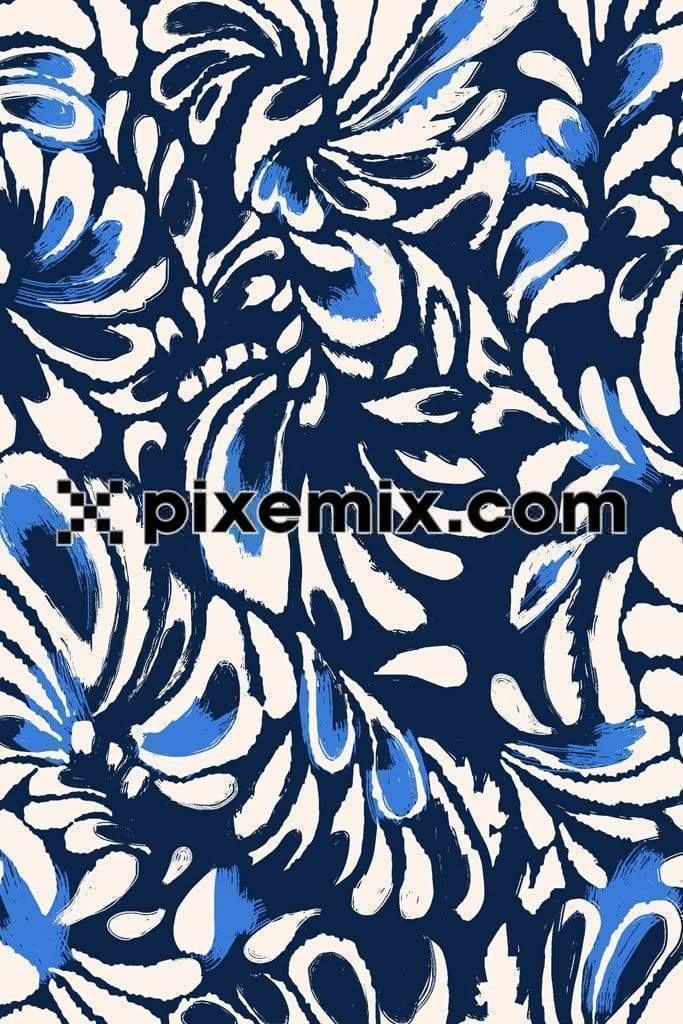 Abstract brushed floral art product graphic with seamless repeat pattern 