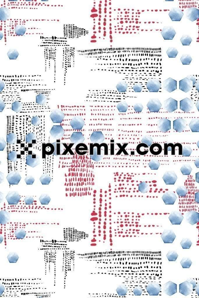Abstract shapes product graphic with seamless repeat pattern & watercolor effect