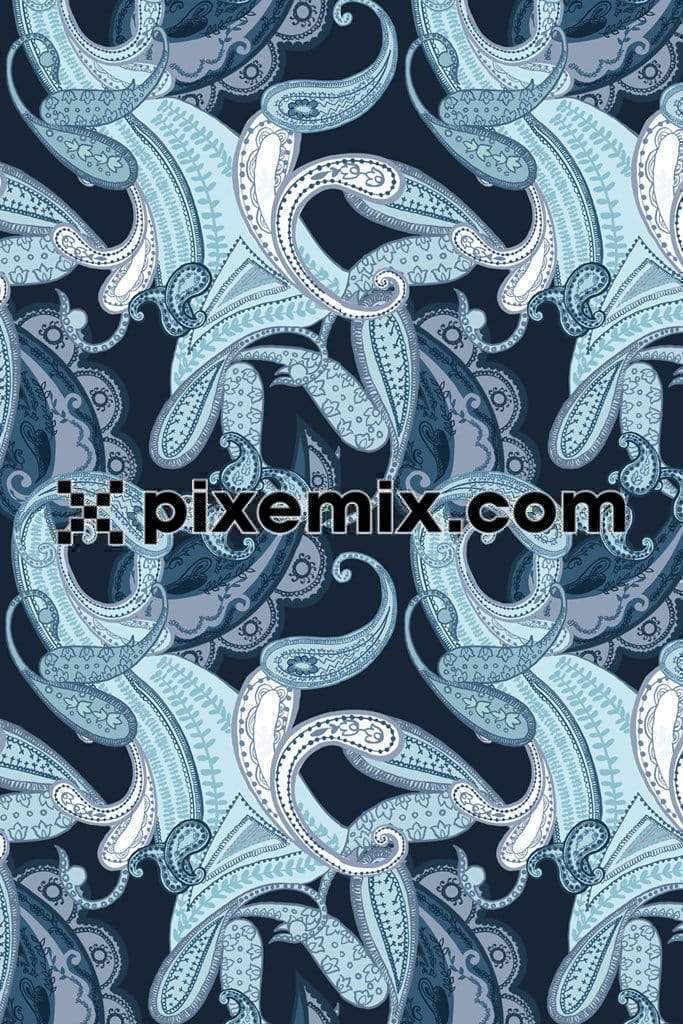 Mix & match artistic paisley art product graphic with seamless repeat pattern 