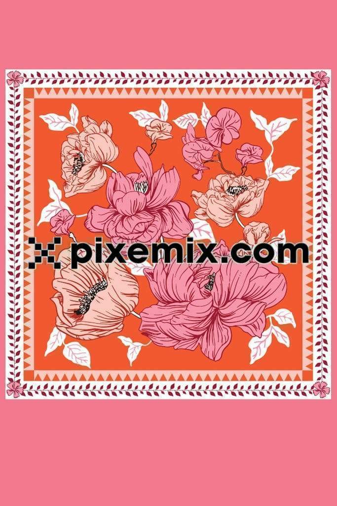 Square scarf floral art product graphic 