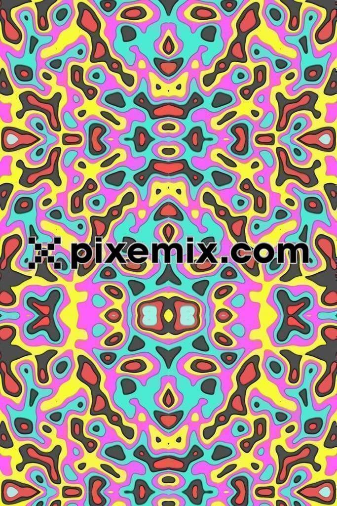 Ameoba inspired abstract flipped 3D shapes product graphic with seamless repeat pattern 