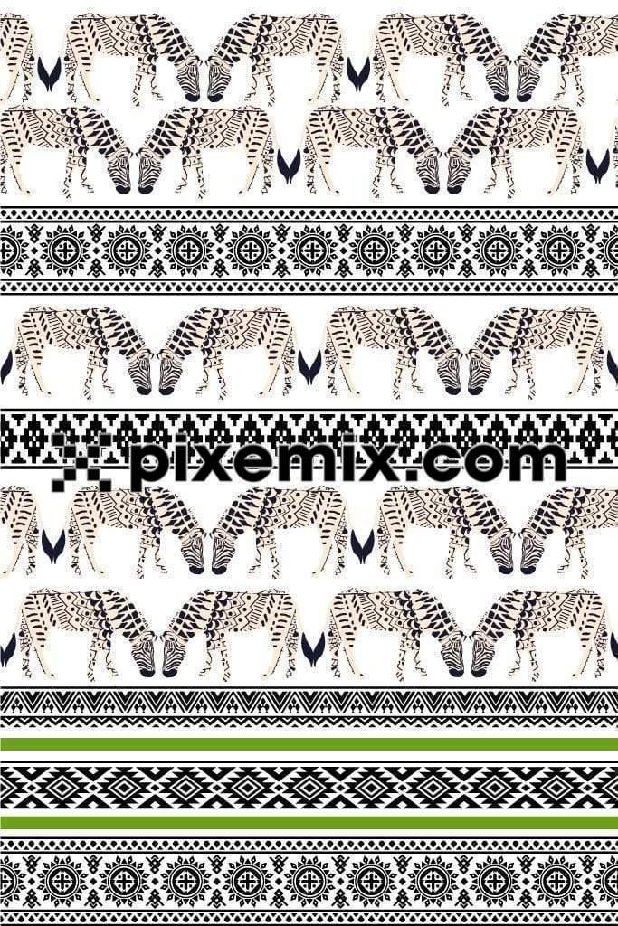 Artistic zebra tribal stripe art product graphic with seamless repeat pattern 