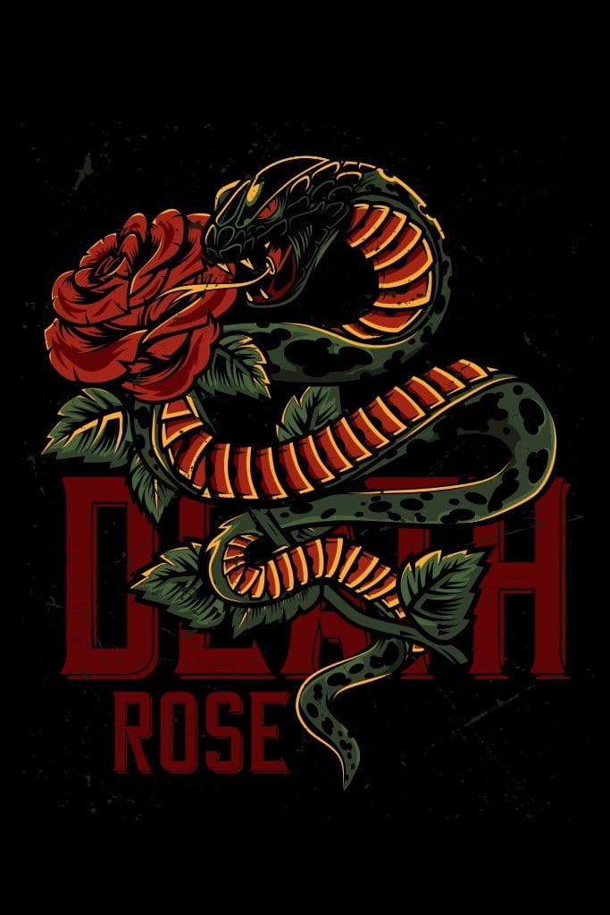 Cobra snake and rose vector product graphic