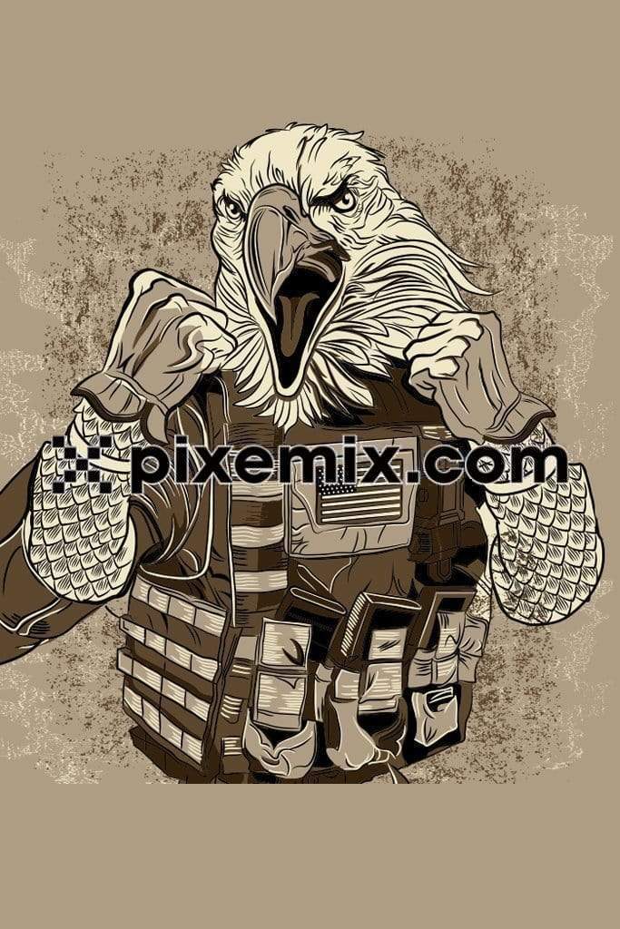 Eagle fighter with vintage look vector product graphic