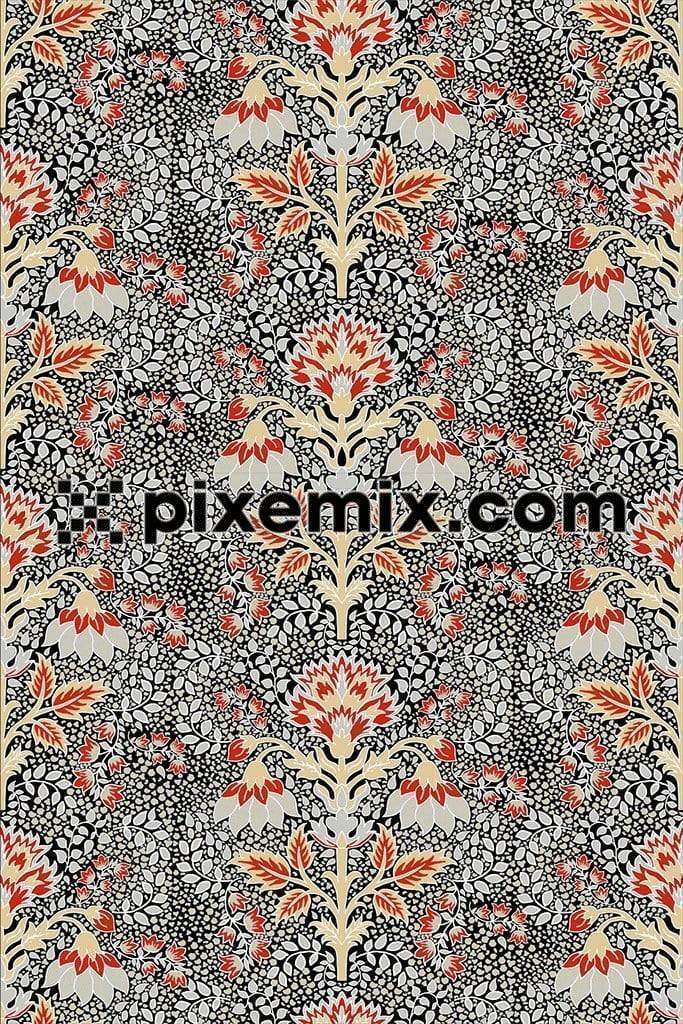 Detailed flower pattern product graphic with seamless repeat pattern