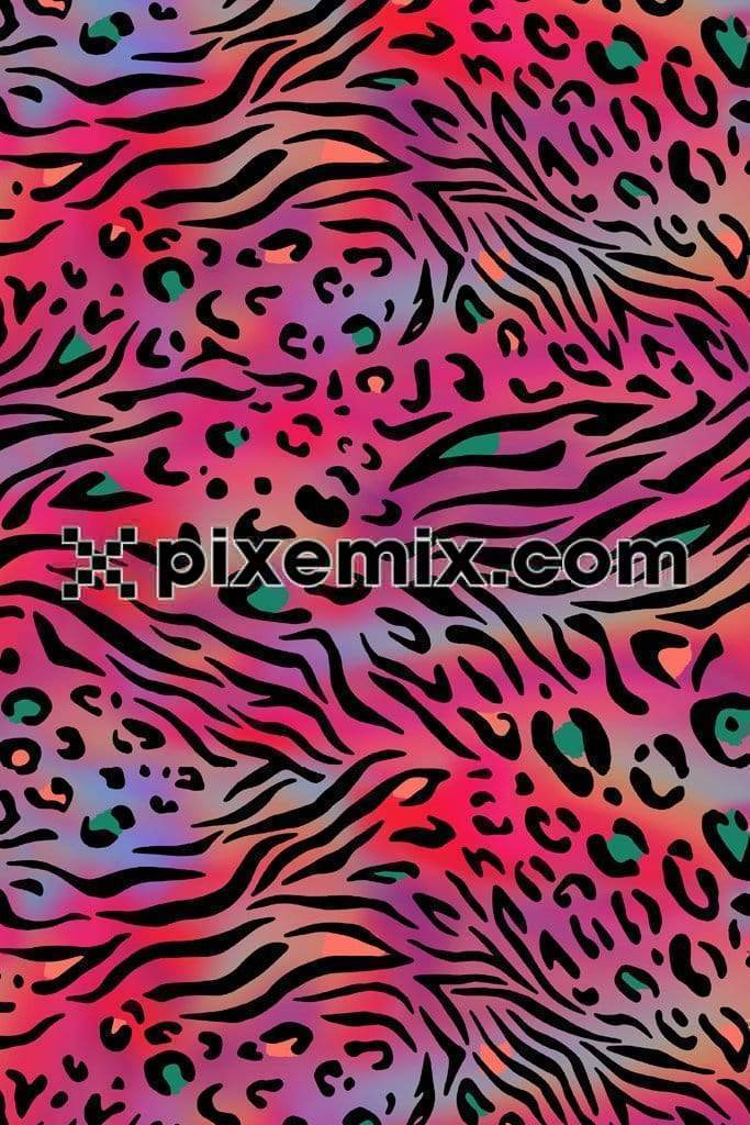 Abtract animal prints with soft tie and dye background product graphic with seamless repeat pattern 