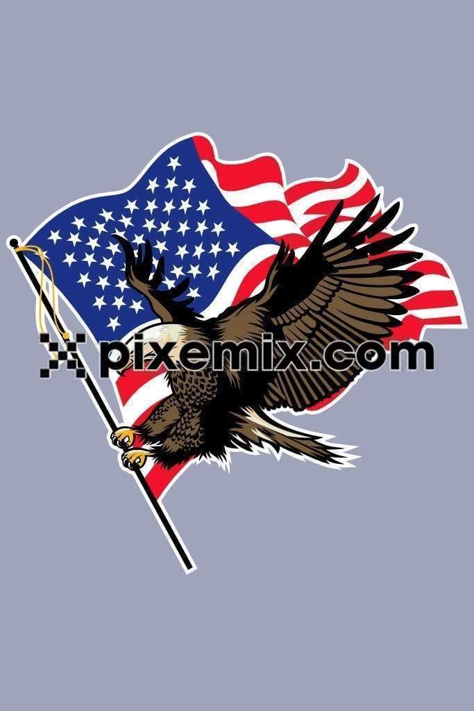 Flying eagle with flag of the United States of America product graphic