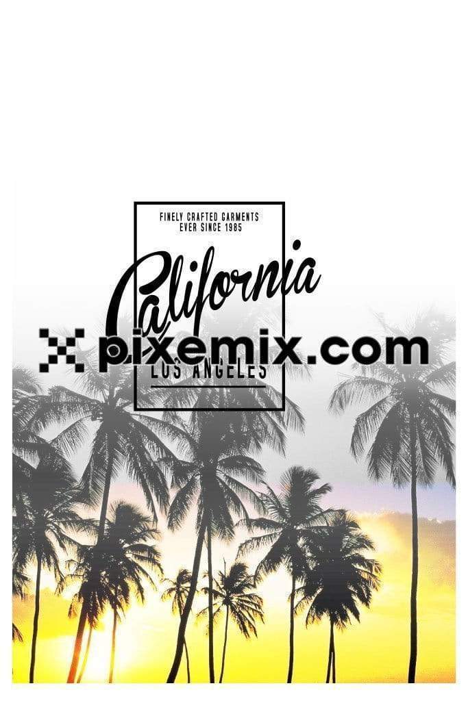 california beach with sunset vector product graphic