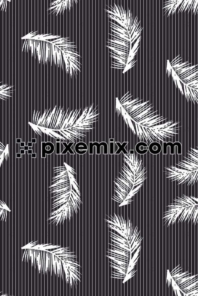 Monochrome leaves with seamless repeat pattern