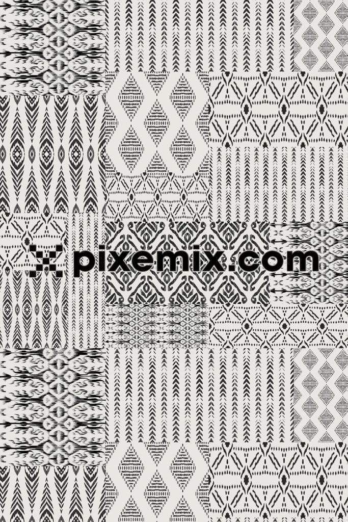 Black and white ethnic pattern with seamless repeat pattern