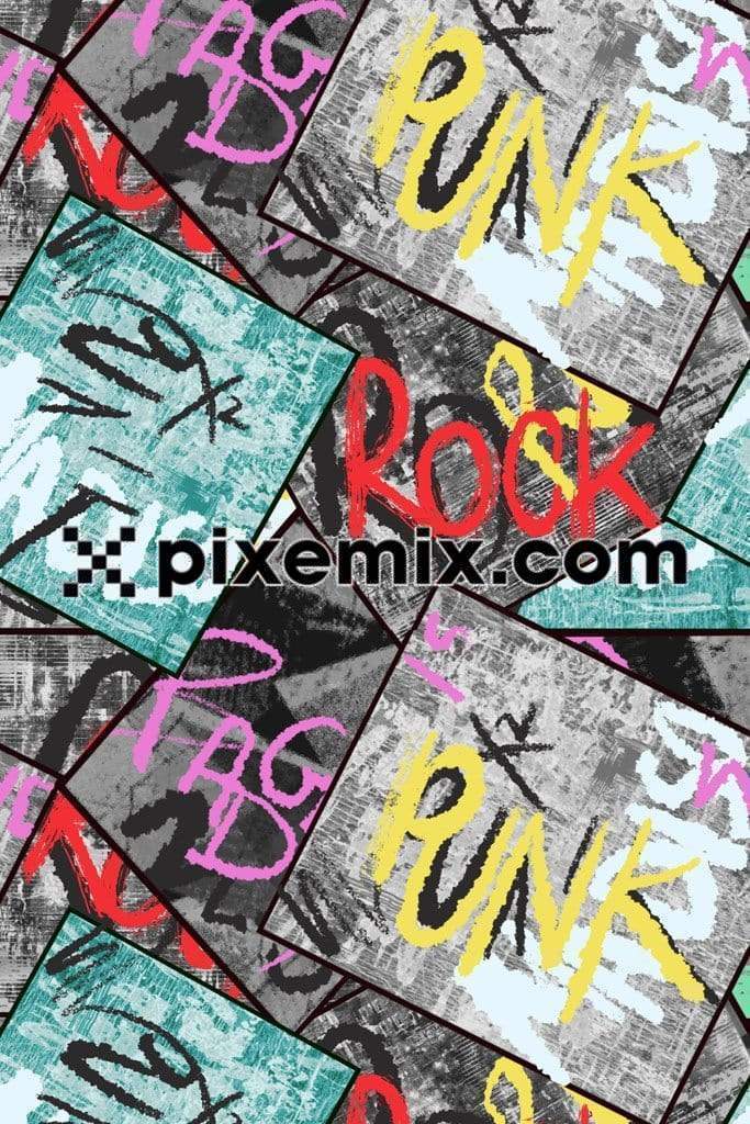Graffiti inspired punk and rock art product graphic with seamless repeat pattern