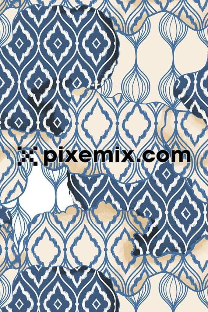 Mix and match watercolour ethnic pattern product graphic with seamless repeat pattern