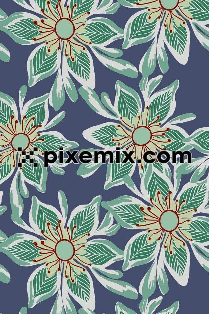 Artistic floral art product graphic with seamless repeat pattern
