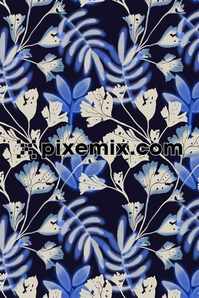 Xray inspired floral art product graphic with seamless repeat pattern