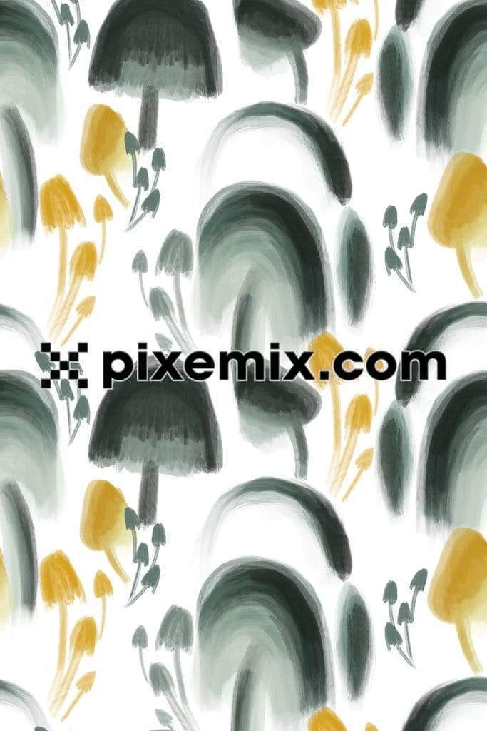 Abstract mushroom art product graphic with seamless repeat pattern