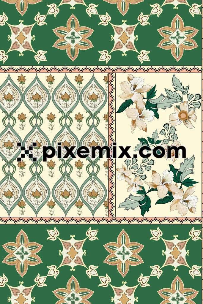 Abstract floral pattern product graphic with seamless repeat pattern