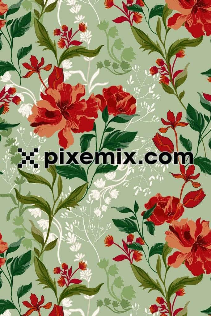 Beautiful floral patterns product graphic with seamless repeat pattern