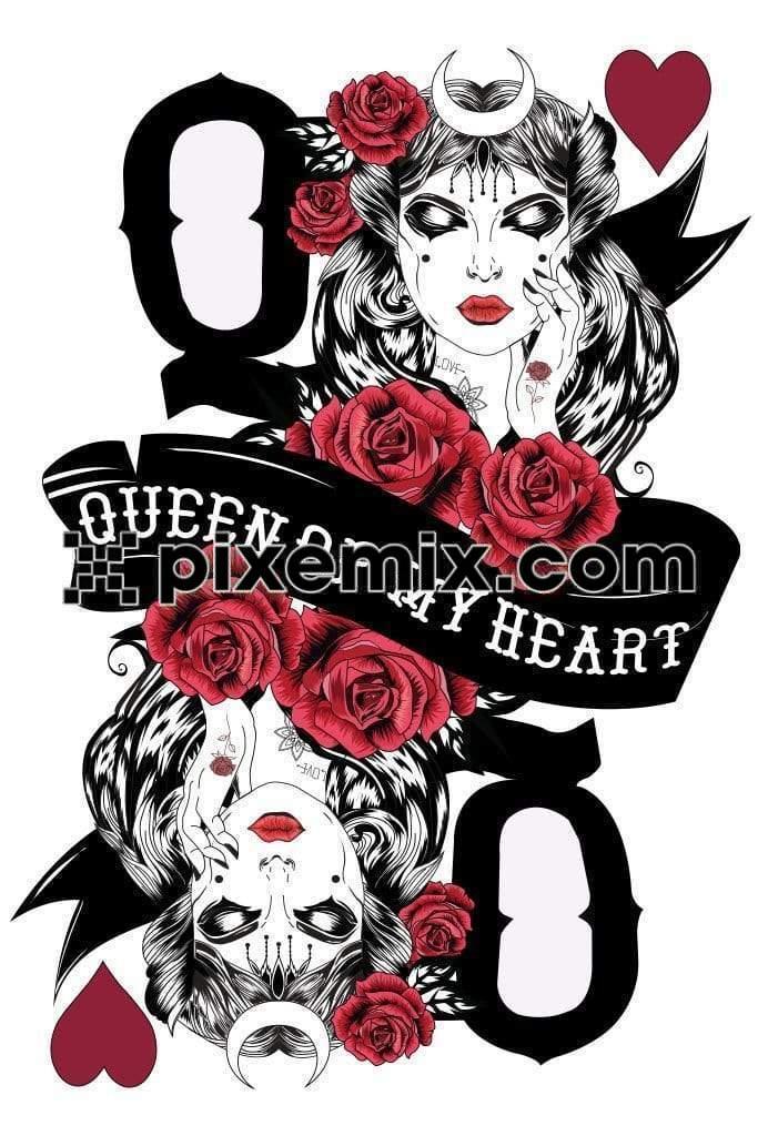 Queen of spades and rose fun product graphic