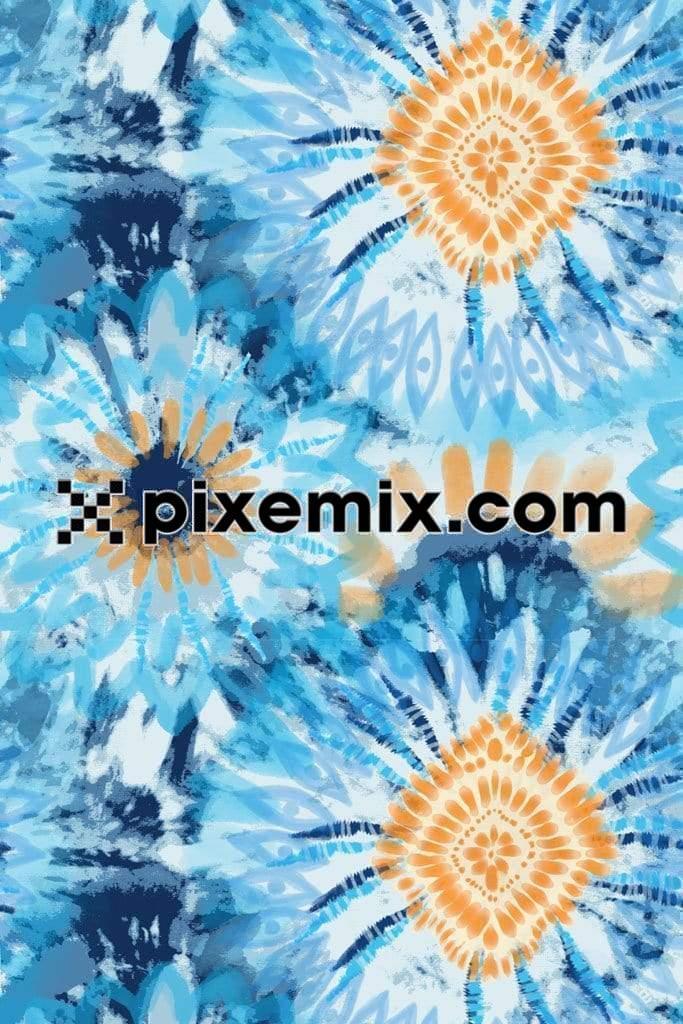 Ethnic tie and dye product graphic with seamless repeat pattern