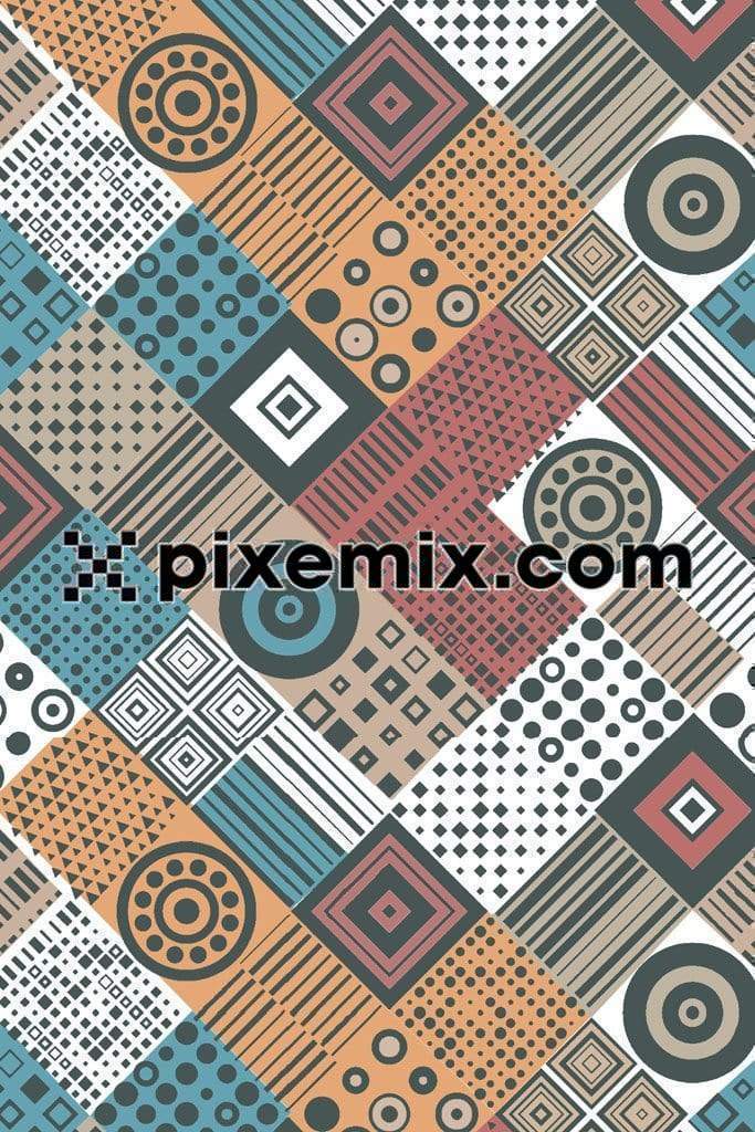 colourful geometric shapes product graphic with seamless repeat pattern
