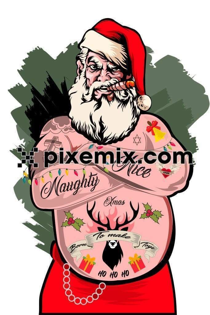 Santa claus with naughty or nice typography product graphic