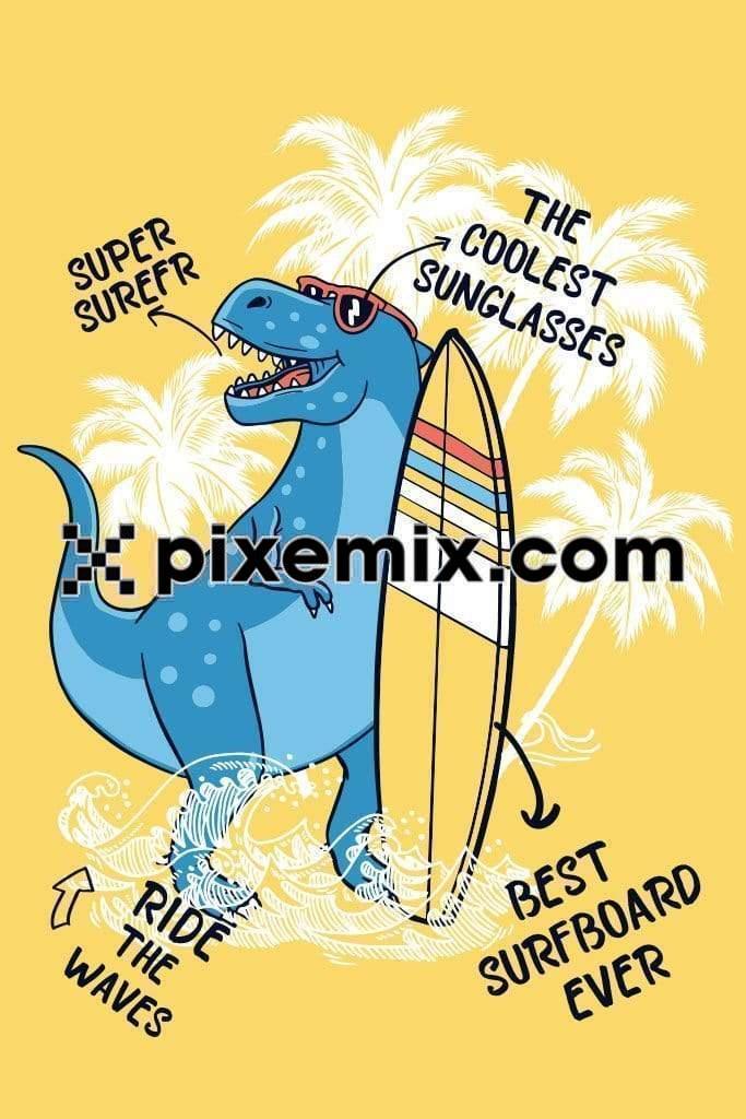 Dinosaur surfing product graphic