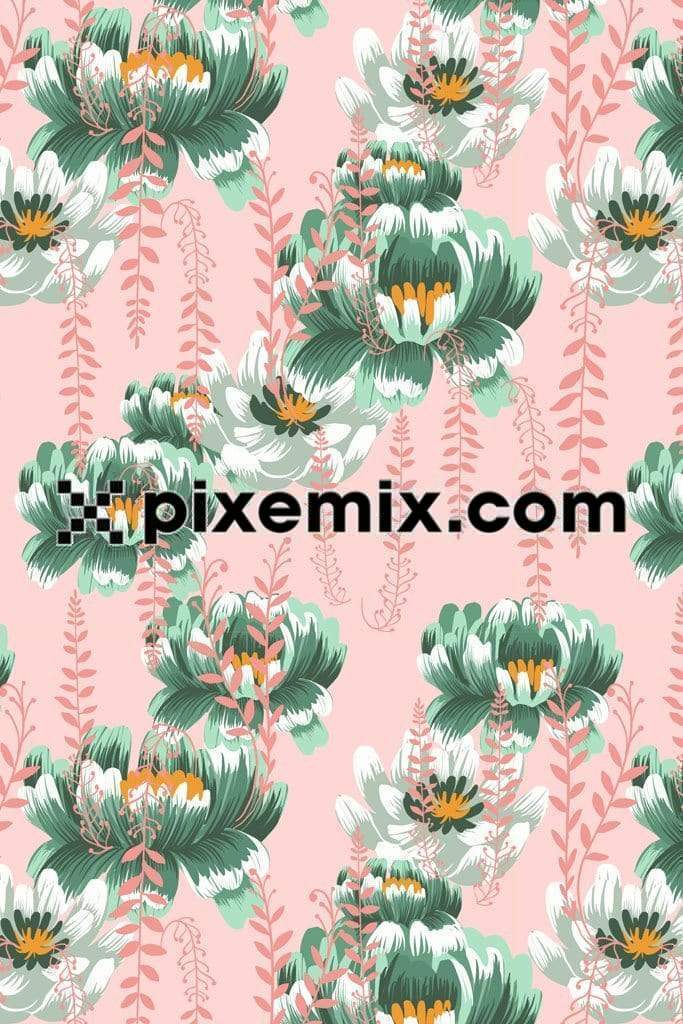 Beautiful floral art  product graphic with seamless repeat pattern
