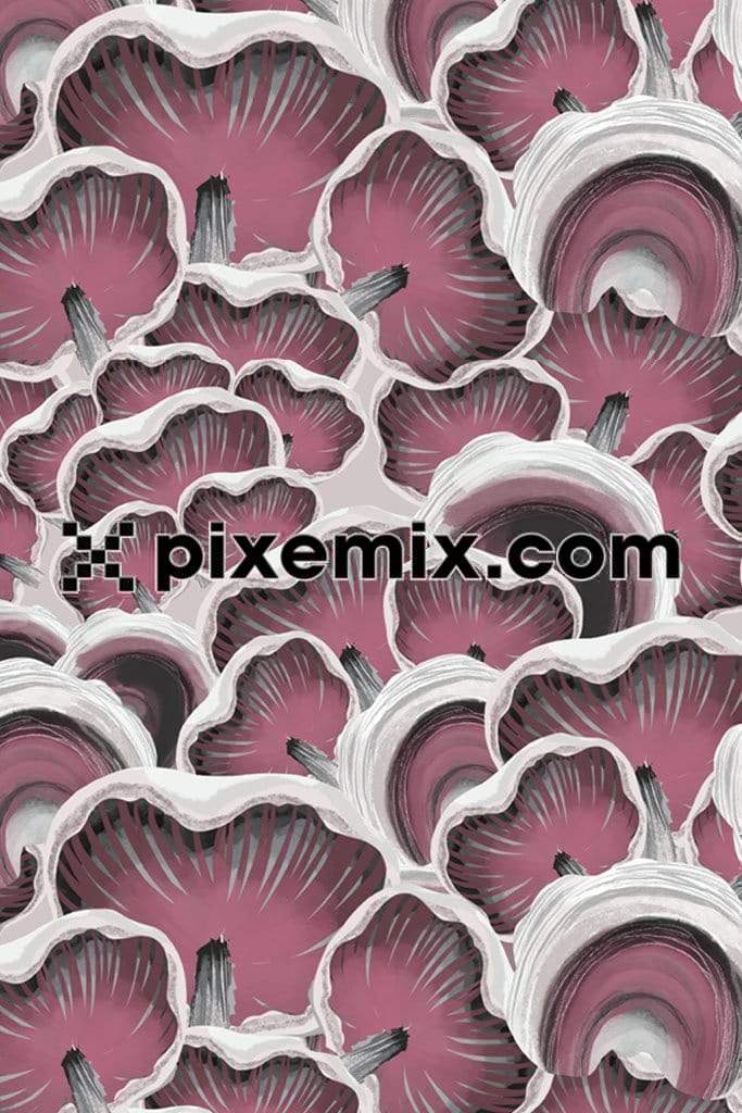 Abstract mushroom art product graphic with seamless repeat pattern