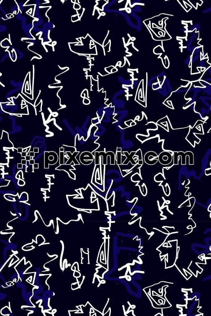 Abstract doodle art product graphic with seamless repeat pattern