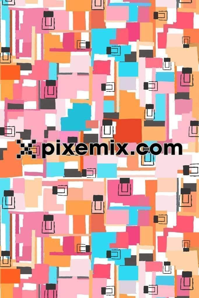 Colorful abstract colorblock shapes product graphic with seamless repeat pattern