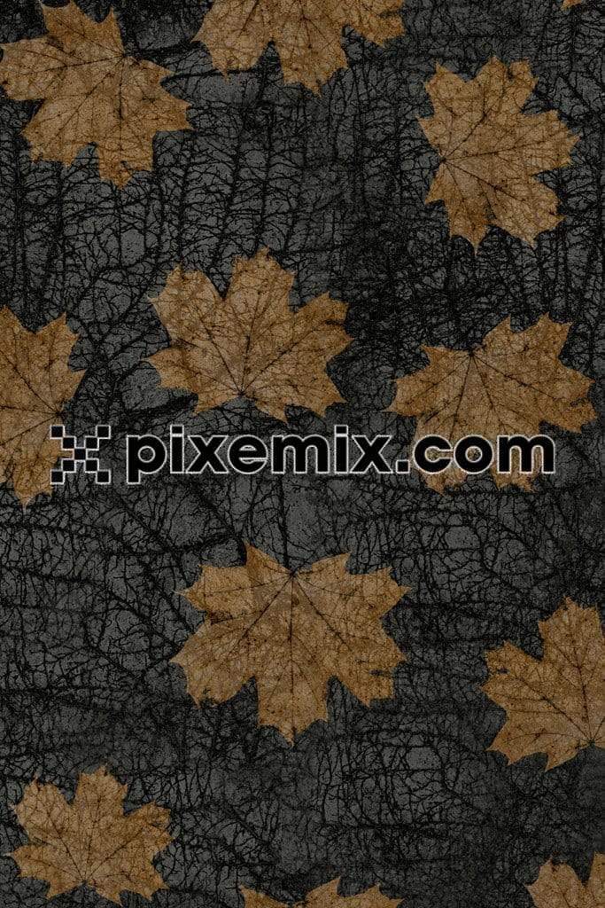 Distressed autumn maple leaves product graphic with seamless repeat pattern