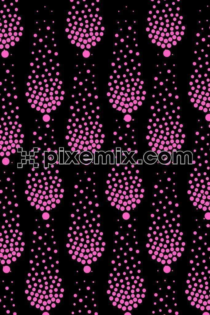Pink dotted tree art product graphic with seamless repeat pattern