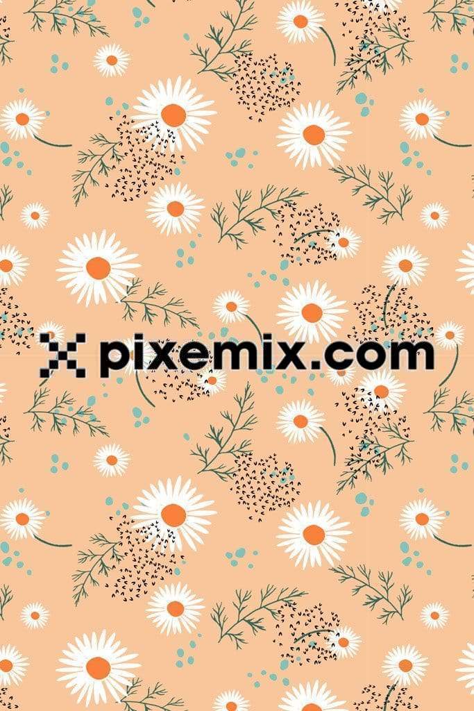 Florals art product graphic with seamless repeat pattern