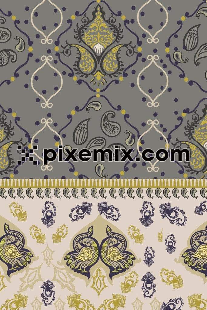 Abstract paisley art product graphic with seamless repeat pattern