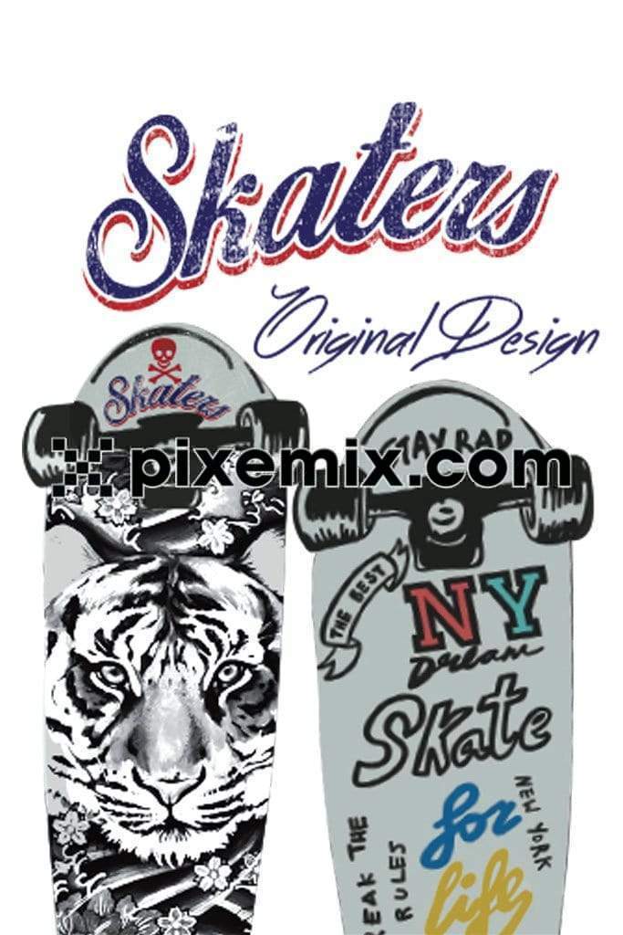 Skate board and typography product graphic