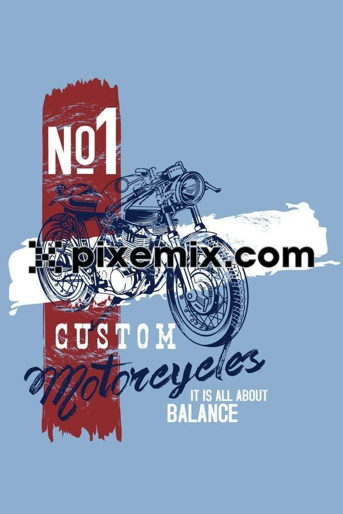 Motorcycles and typography product graphic with seamless repeat pattern