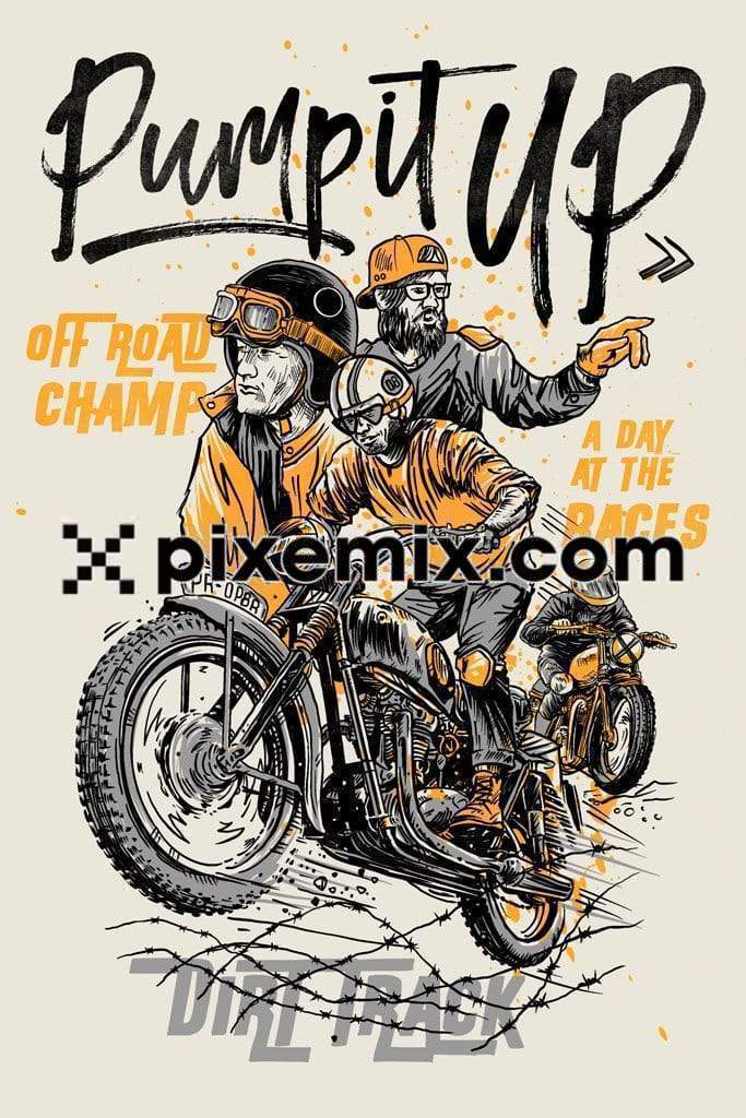 Bikers and typography product graphic