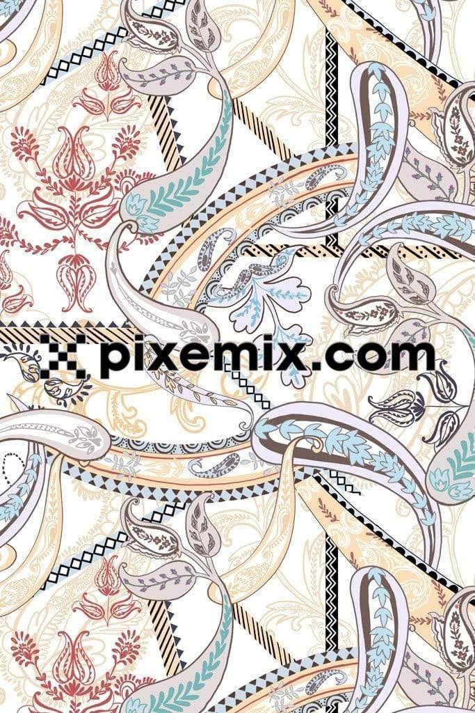 Ethnic paisley print product graphic with seamless repeat pattern