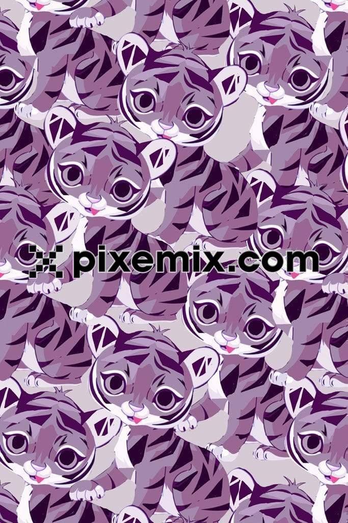 Cute tiger baby product graphic with seamless repeat pattern