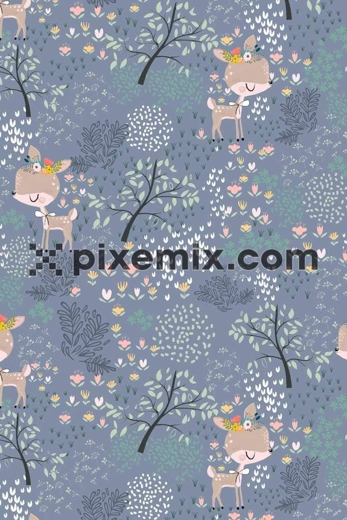 Leaf and dear product graphics with seamless repeat pattern