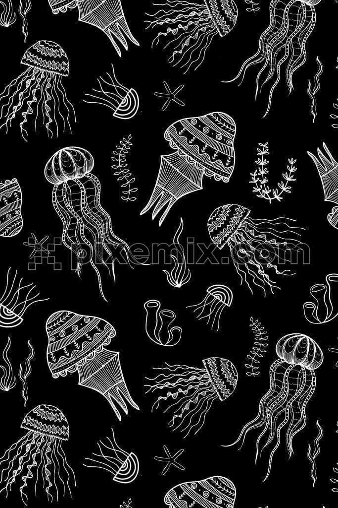 Jellyfish product graphics with seamless repeat pattern