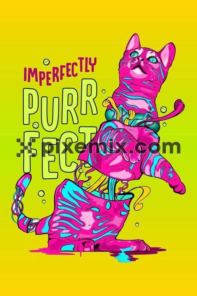 Surreal art inspried cartoon cat -product graphics