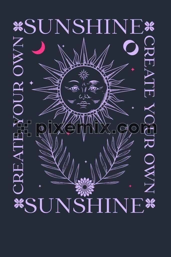Boho inspried sun with typography product graphics